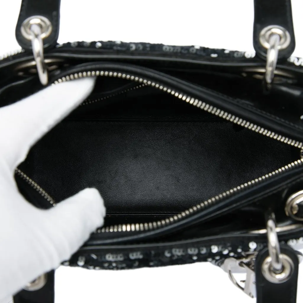 Dior Medium Sequins Lady Dior Black Very good - Model View
