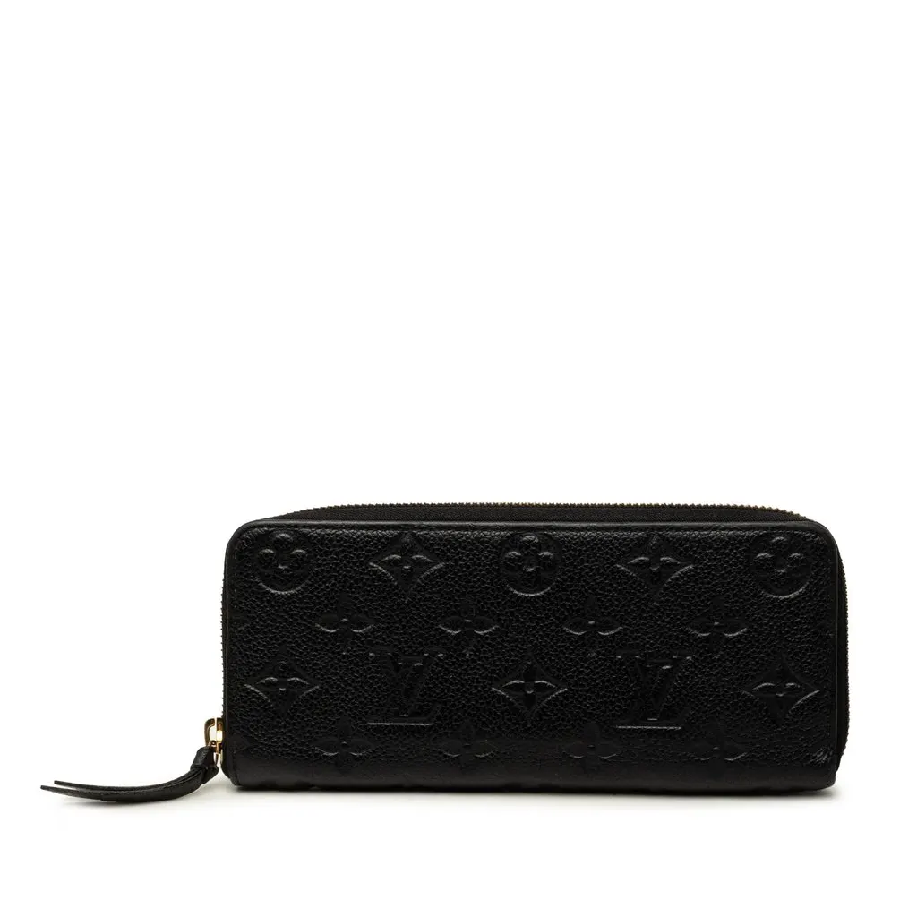 Louis Vuitton Monogram Empreinte Clemence Wallet Black Leather Very good - Front View