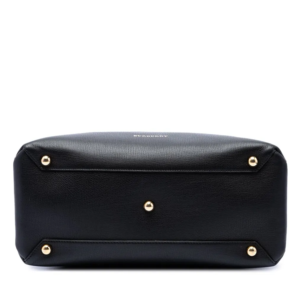 Burberry Medium Leather and House Check Banner Satchel Black Leather Very good - Inside View