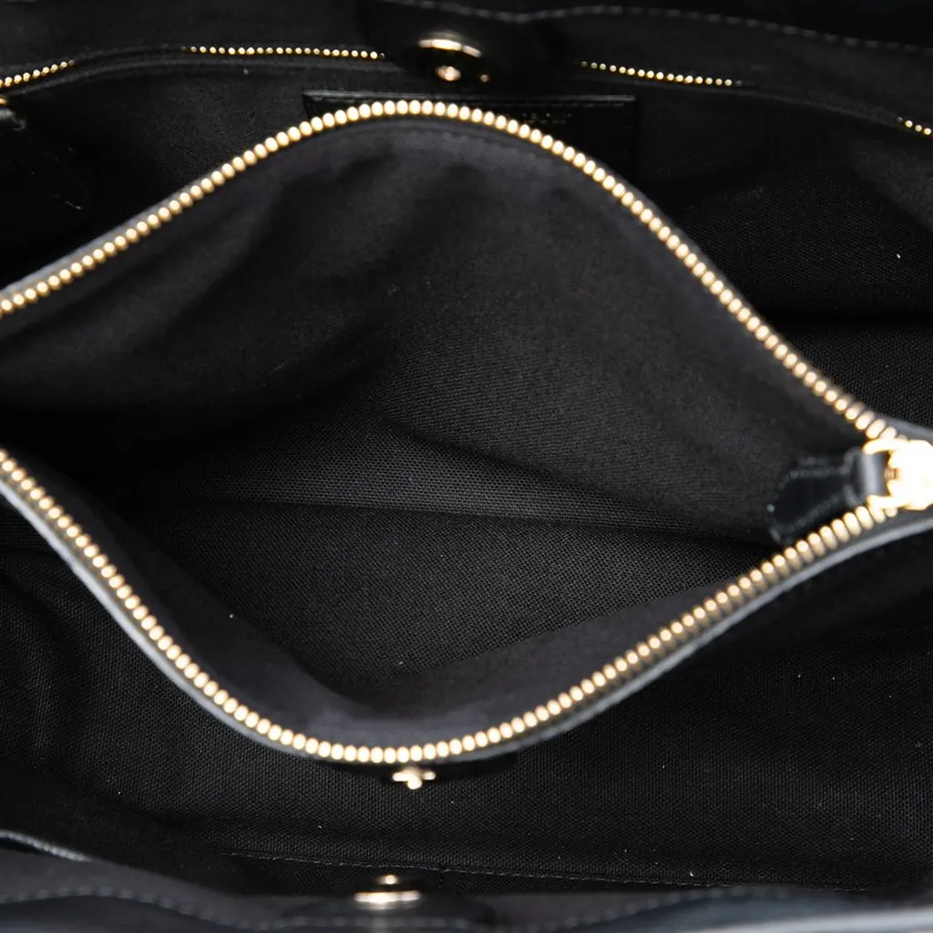 Burberry Medium Leather and House Check Banner Satchel Black Leather Very good - Model View