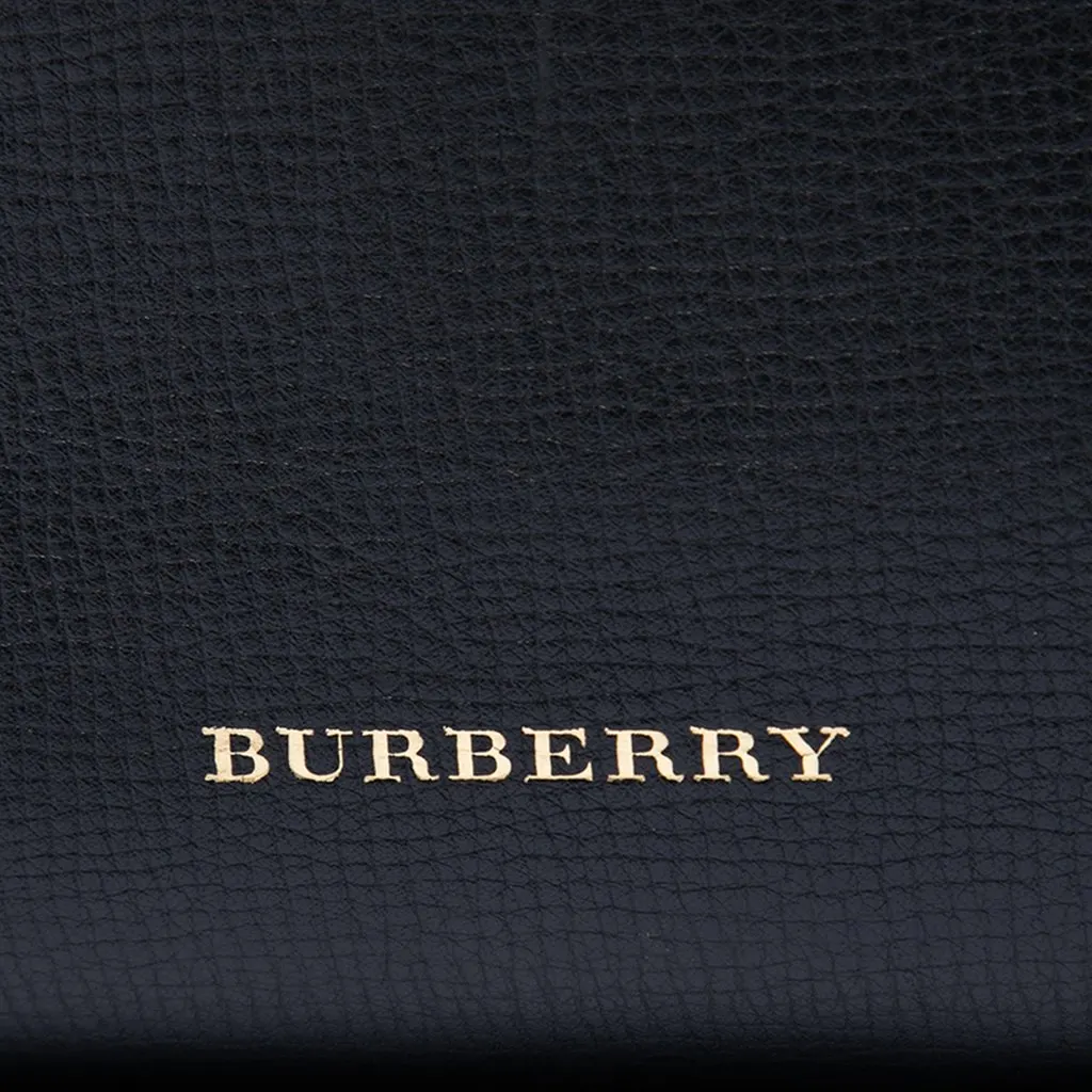 Burberry Medium Leather and House Check Banner Satchel Black Leather Very good - Box View