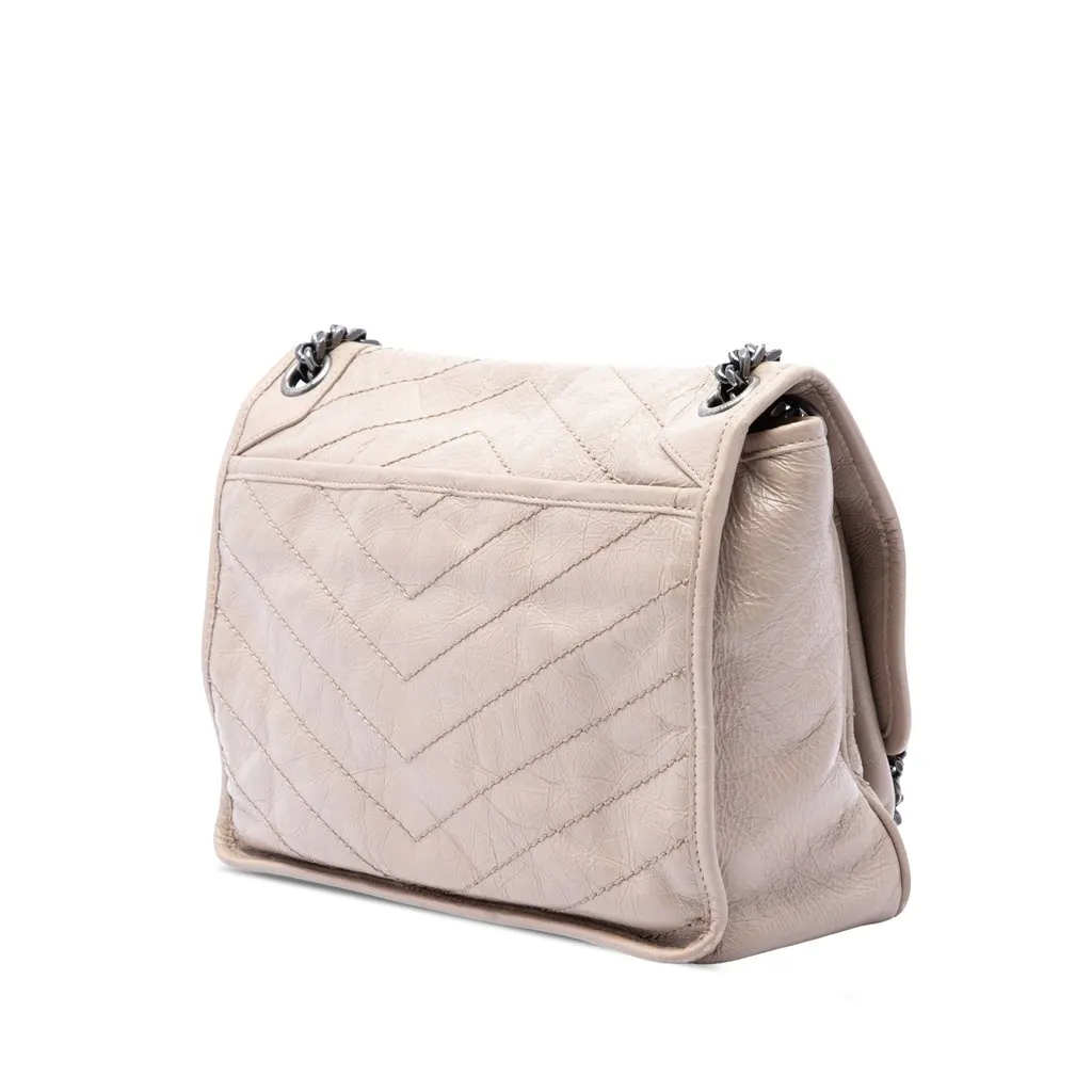 Saint Laurent Medium Crinkled Calfskin Niki Beige Leather Very good - Back View