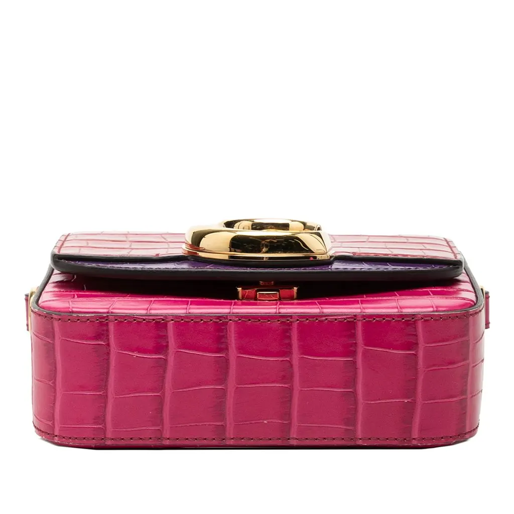 Chloé Mini Tricolor Croc Embossed Calfskin C Satchel Pink Leather Very good - Inside View