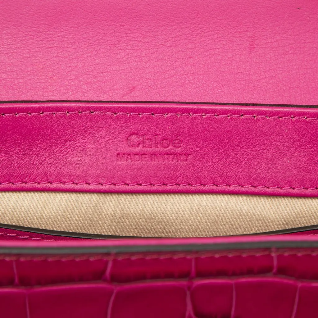 Chloé Mini Tricolor Croc Embossed Calfskin C Satchel Pink Leather Very good - Box View