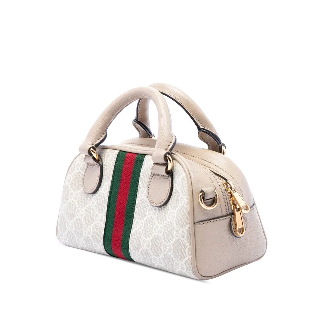 Gucci Mini GG Supreme Web Ophidia Satchel Beige Good - Back View