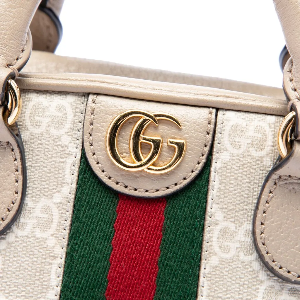 Gucci Mini GG Supreme Web Ophidia Satchel Beige Good - Box View