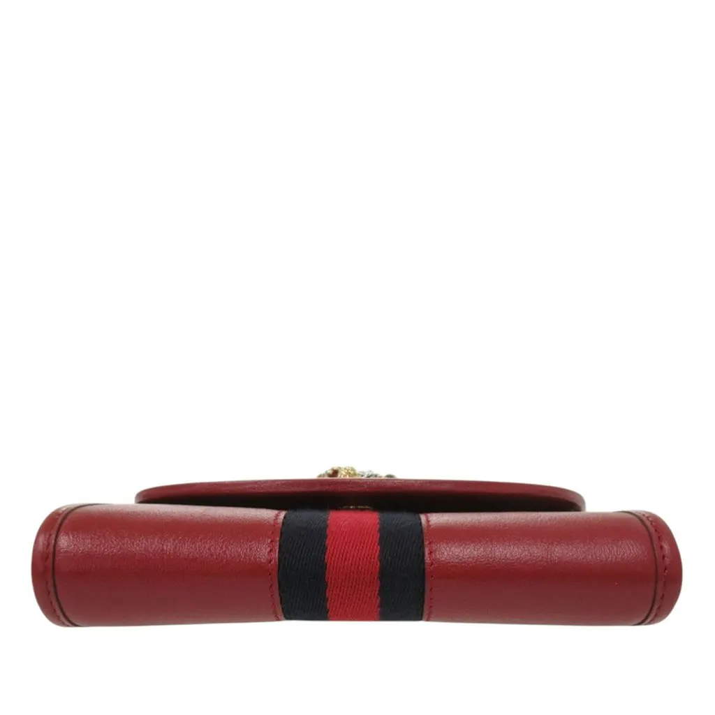 Gucci Mini Calfskin Rajah Web Chain Crossbody Red Leather Very good - Inside View