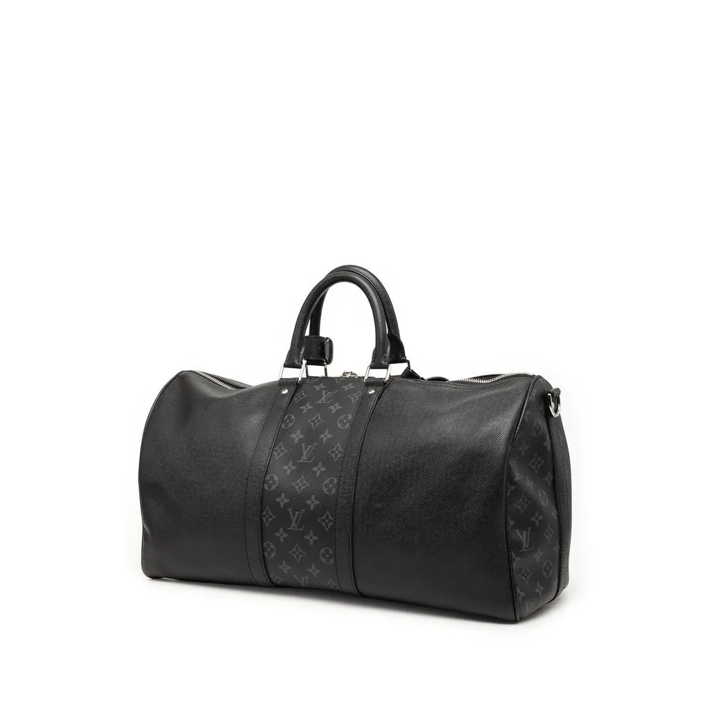 Louis Vuitton Taiga Keepall Bandouliere 50 Black Leather Very good - Back View