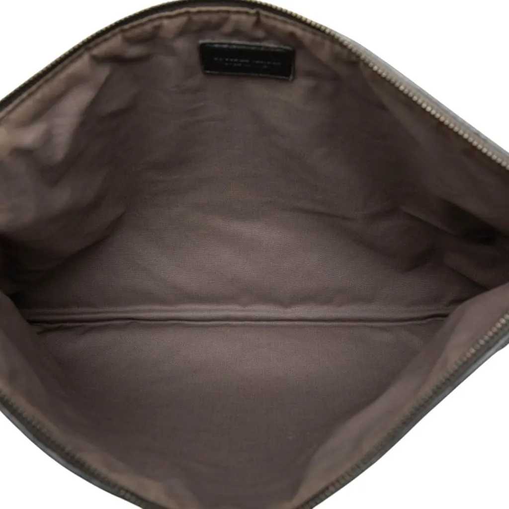 Bottega Veneta Metallic Leather Intrecciato Clutch Black Leather Good - Model View