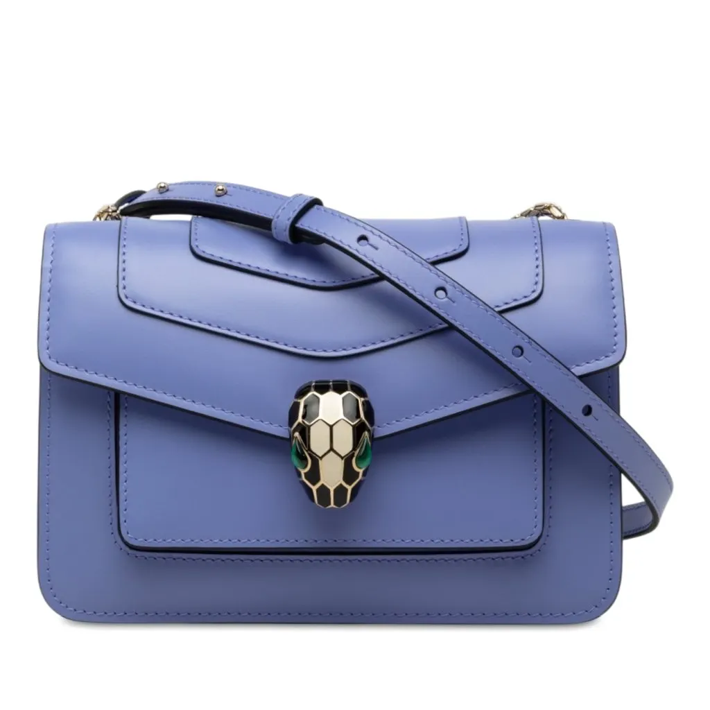 Bvlgari Calfskin Serpenti Forever Crossbody Purple Leather Very good - Front View