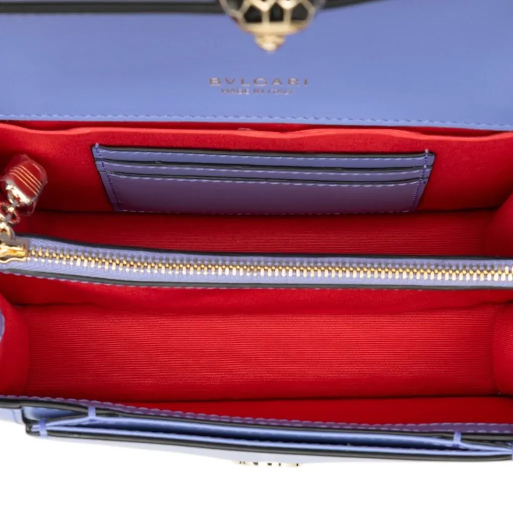 Bvlgari Calfskin Serpenti Forever Crossbody Purple Leather Very good - Model View
