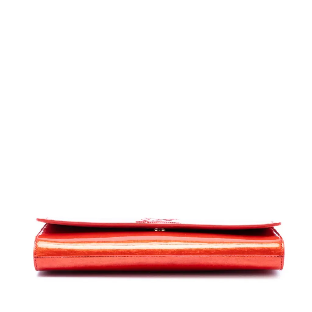 Saint Laurent Large Textured Patent Monogram Belle De Jour Clutch Orange Leather Very good - Inside View