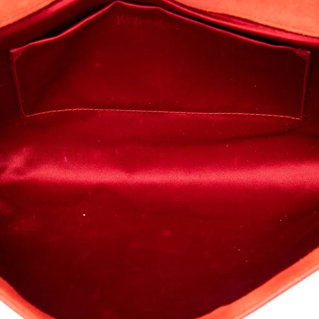 Saint Laurent Large Textured Patent Monogram Belle De Jour Clutch Orange Leather Very good - Model View