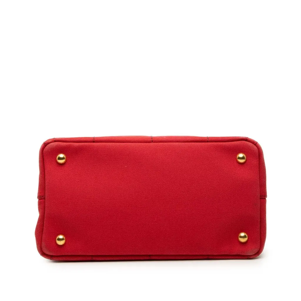 Prada Small Canvas Canapa Logo Tote Red Canvas Good - Inside View