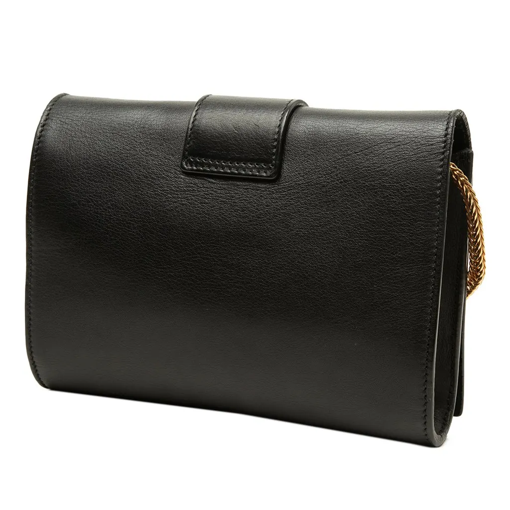Saint Laurent Mini Leather Chyc Ligne Crossbody Black Leather Good - Back View