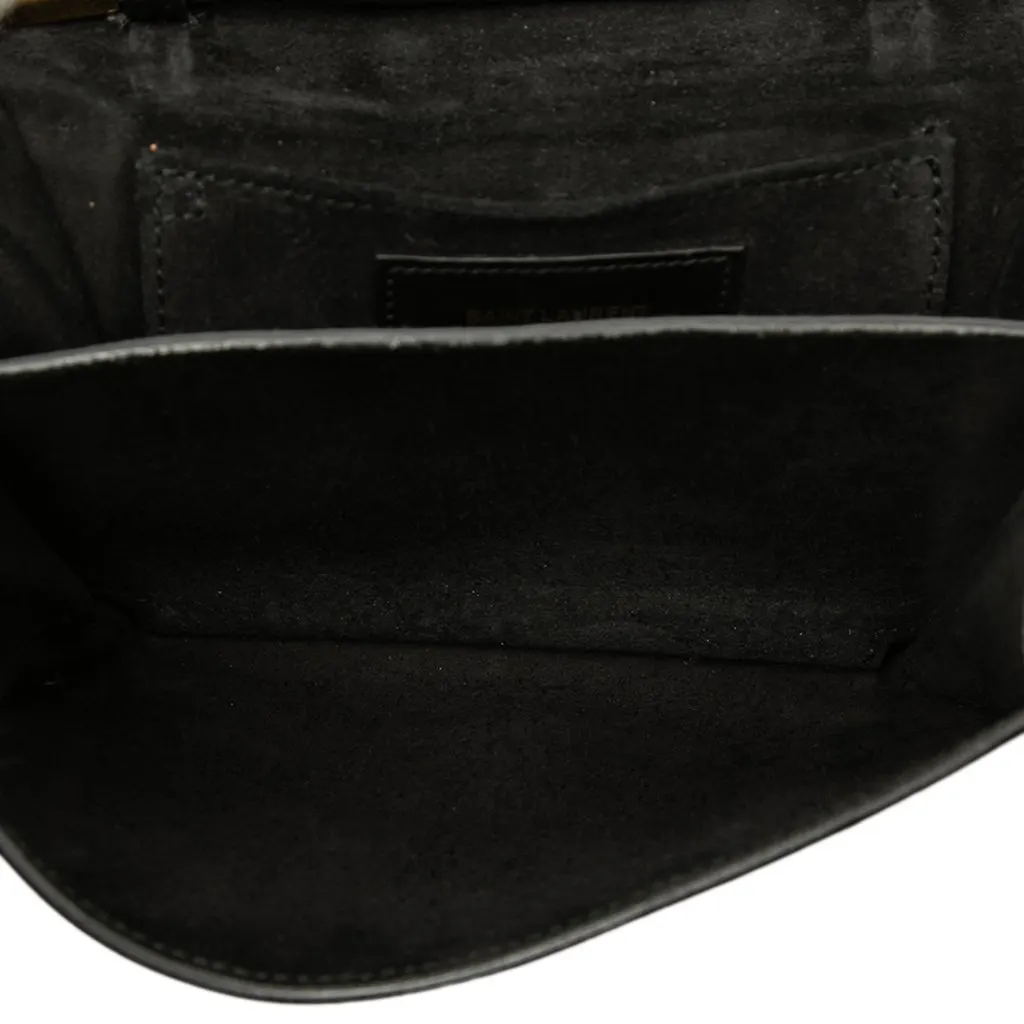 Saint Laurent Mini Leather Chyc Ligne Crossbody Black Leather Good - Model View