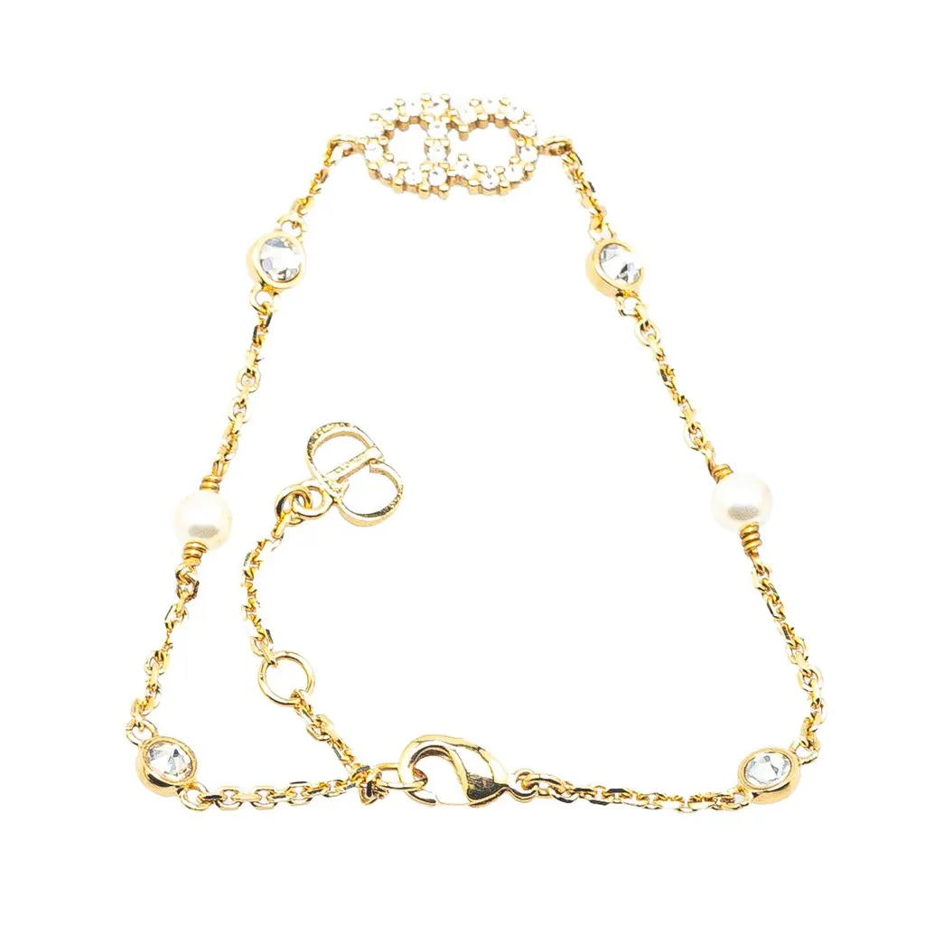 Dior Gold Plated Crystal and Faux Pearl Clair D Lune Bracelet Gold Metal Very good - Inside View