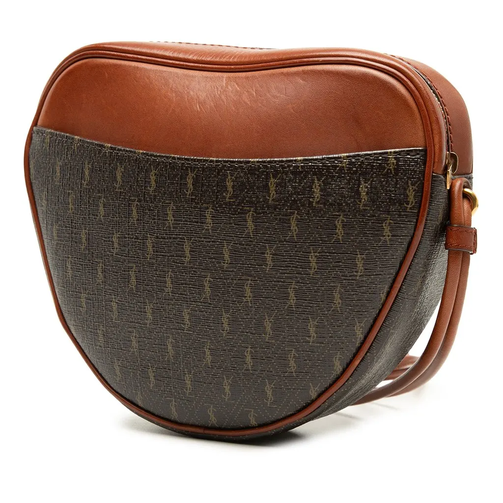 Saint Laurent Le Monogramme Coated Canvas and Leather Coeur Crossbody Brown Very good - Back View