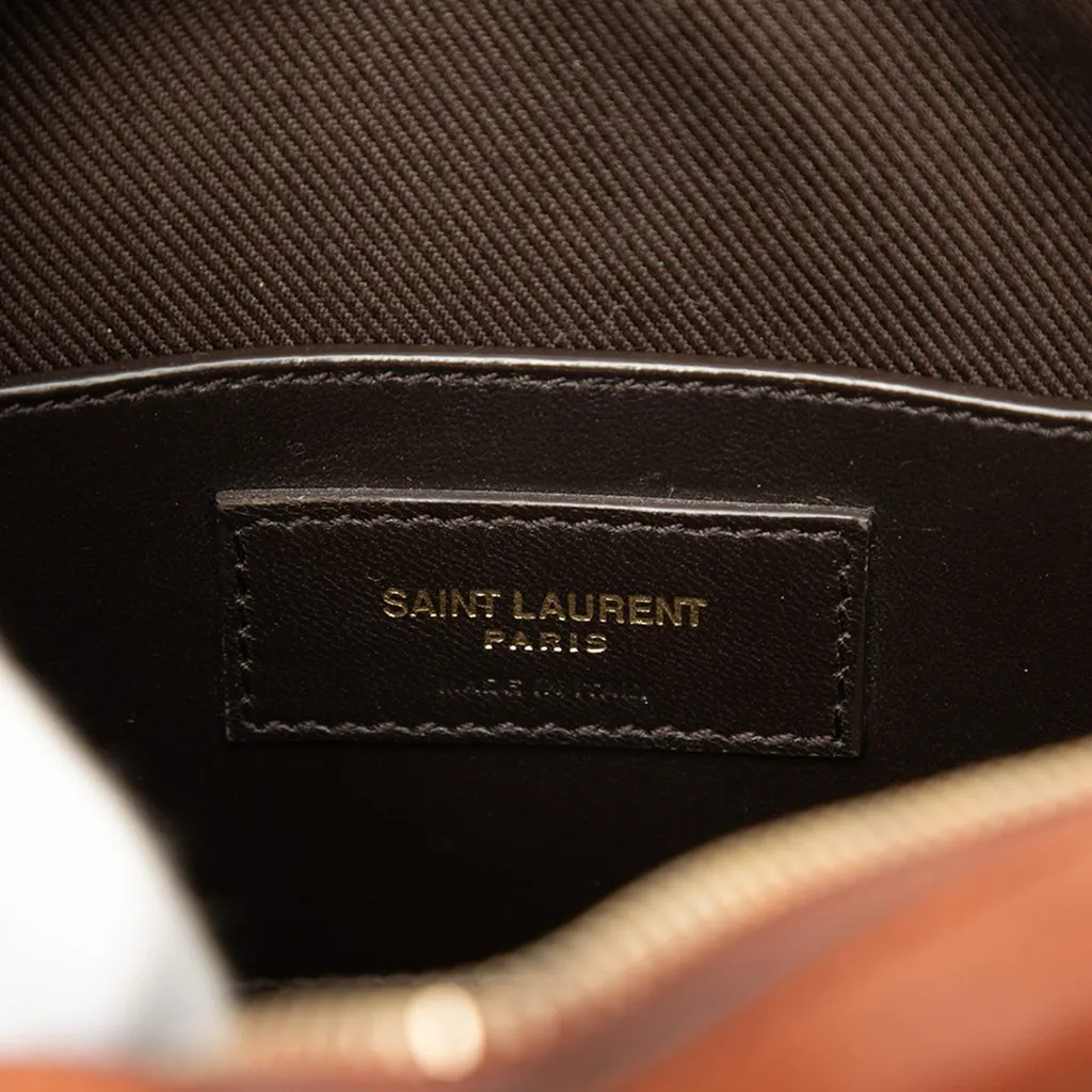 Saint Laurent Le Monogramme Coated Canvas and Leather Coeur Crossbody Brown Very good - Box View