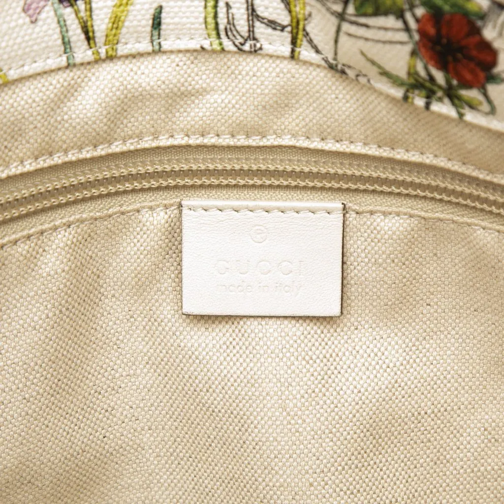 Gucci Canvas Flora Tote White Canvas Very good - Box View
