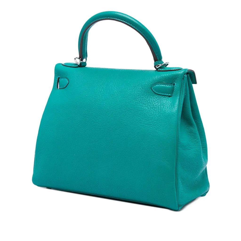 Hermès Clemence Kelly II Retourne 28 Blue Leather Very good - Back View