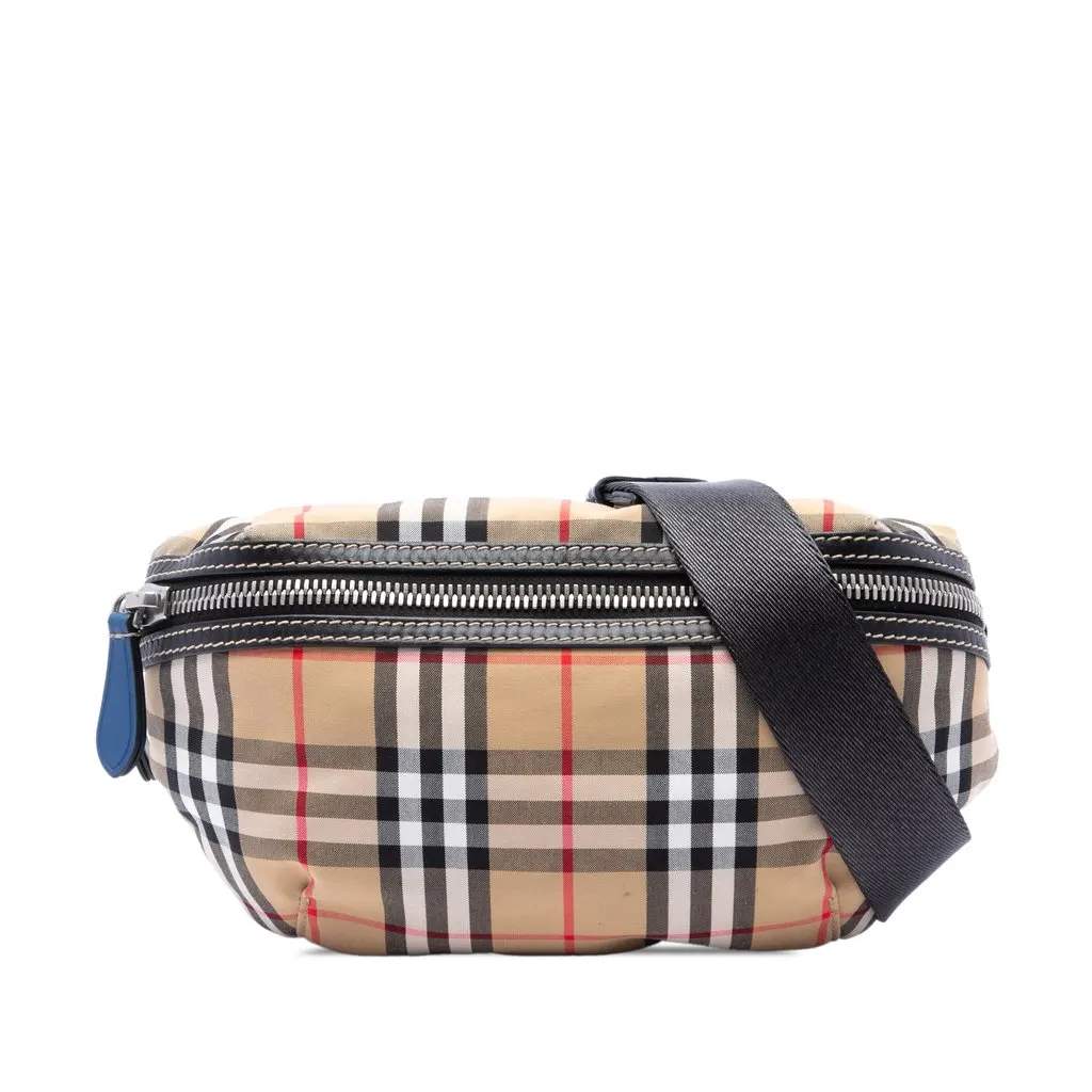 Burberry House Check Nylon Sonny Belt Bag Beige Polyamide Very good - Front View