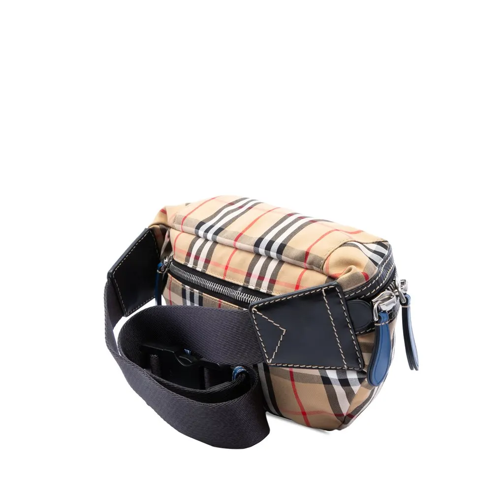 Burberry House Check Nylon Sonny Belt Bag Beige Polyamide Very good - Back View