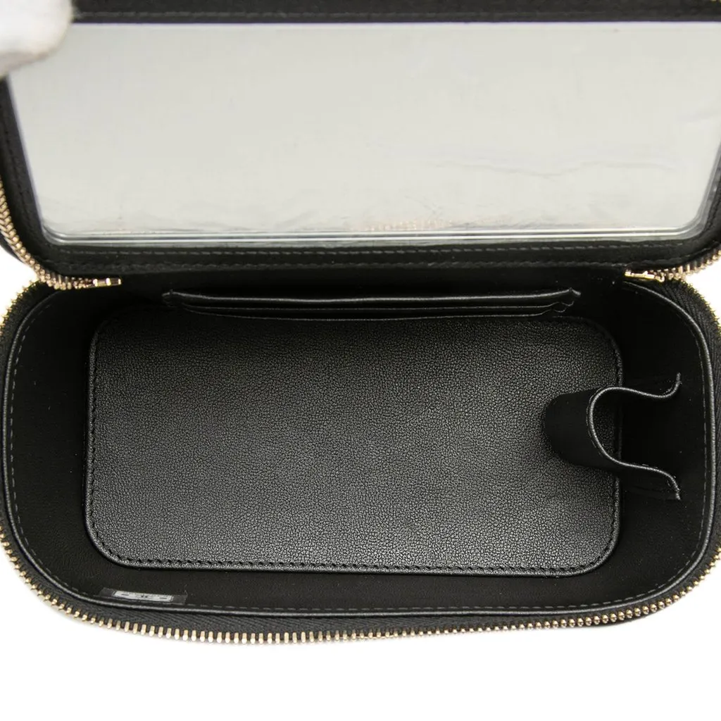 Chanel Small Lambskin Top Handle Vanity Case with Chain Black Leather Very good - Box View