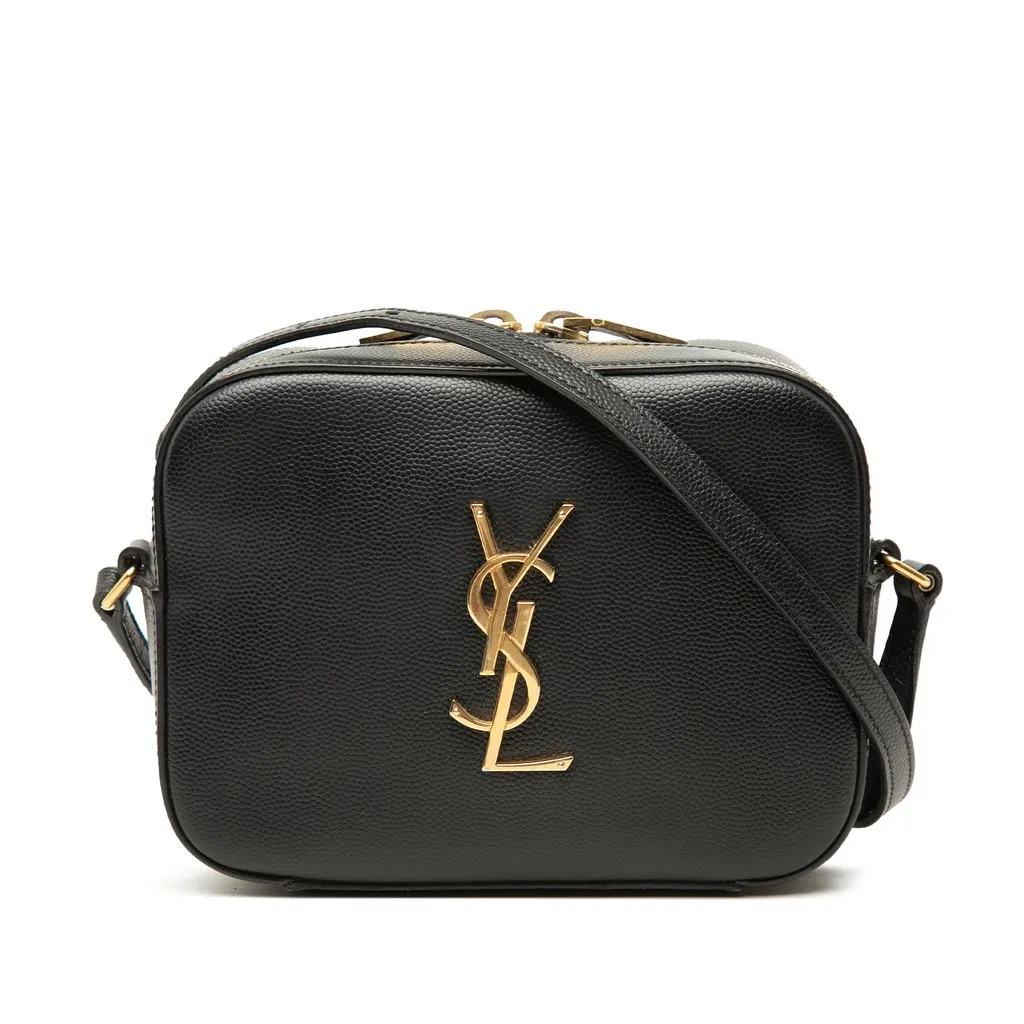 Saint Laurent Small Grain De Poudre Classic Monogram Camera Bag Black Leather Very good - Front View