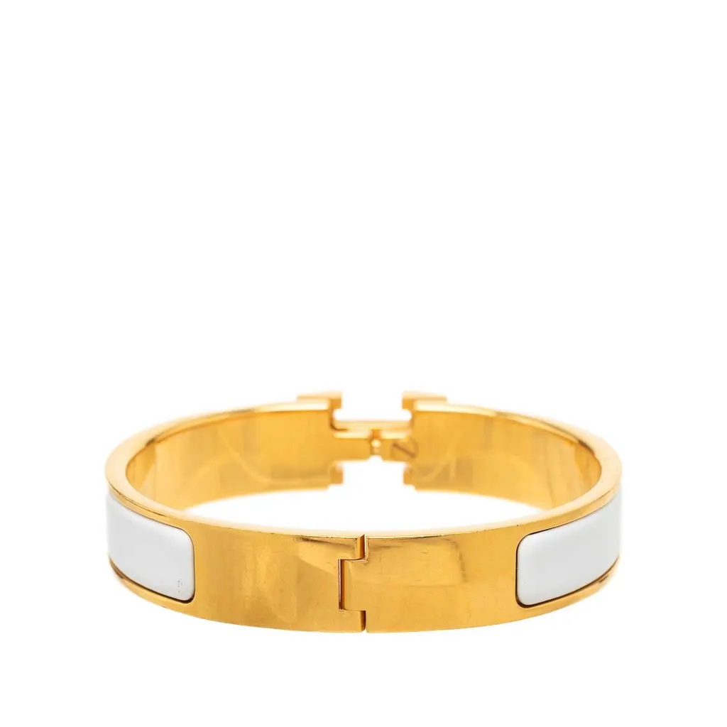 Hermès Narrow Enamel Clic H Bracelet PM White Very good - Inside View