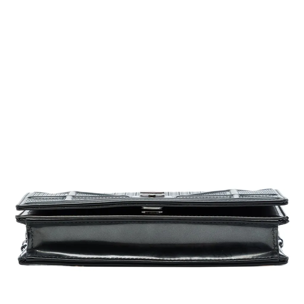 Dior Metallic Patent Microcannage Diorama Wallet on Chain Black Leather Good - Inside View