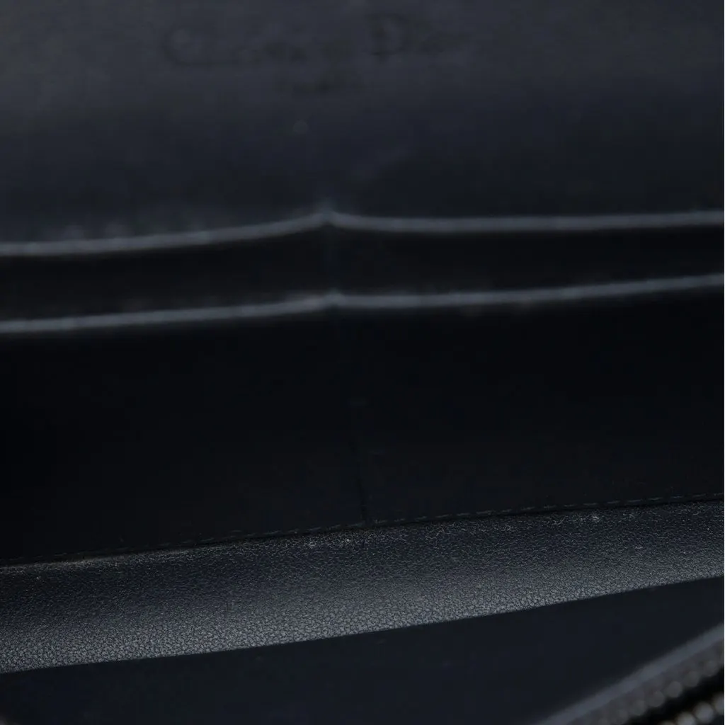 Dior Metallic Patent Microcannage Diorama Wallet on Chain Black Leather Good - Model View