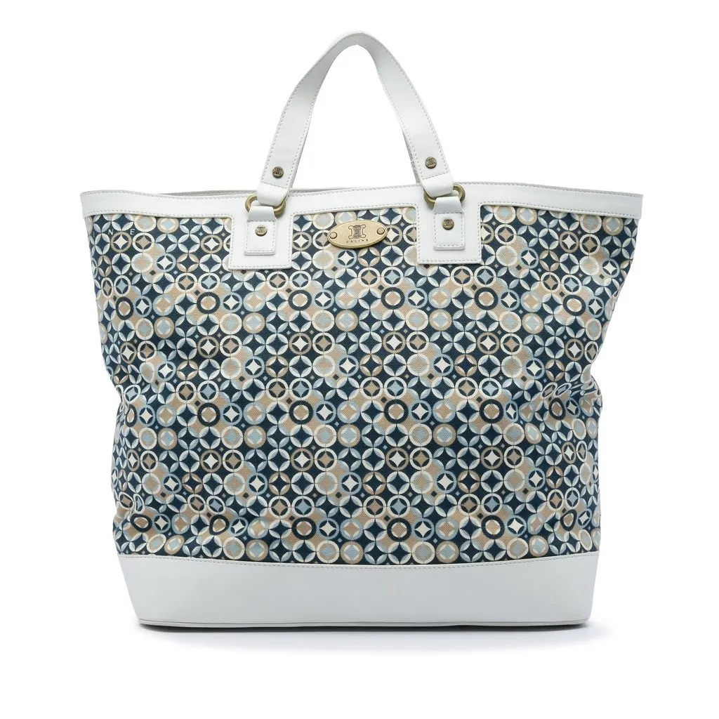 Celine Printed Canvas Tote White Very good - Front View