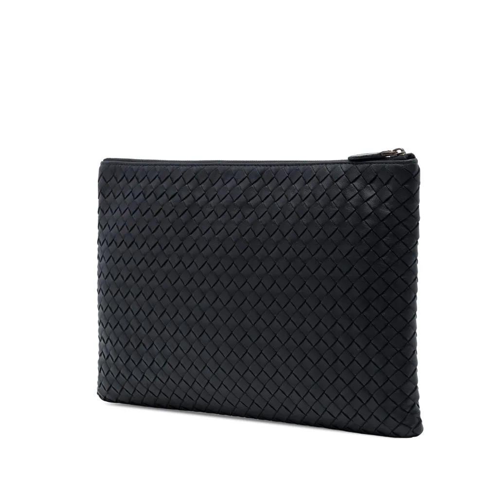 Bottega Veneta Nappa Intrecciato Clutch Black Leather Very good - Back View