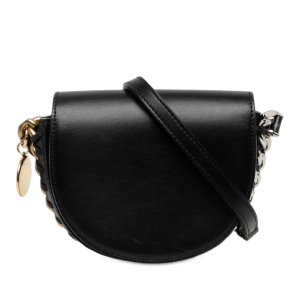 Stella McCartney Small Faux Leather Frayme Flap Crossbody Black Polyester Very good - Front View