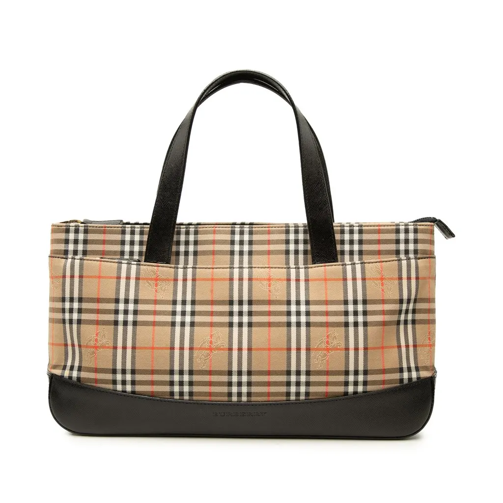 Burberry Haymarket Check Canvas Tote Beige Canvas Good - Front View