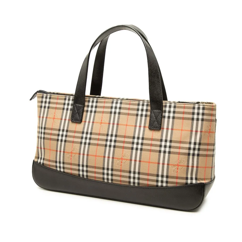 Burberry Haymarket Check Canvas Tote Beige Canvas Good - Back View