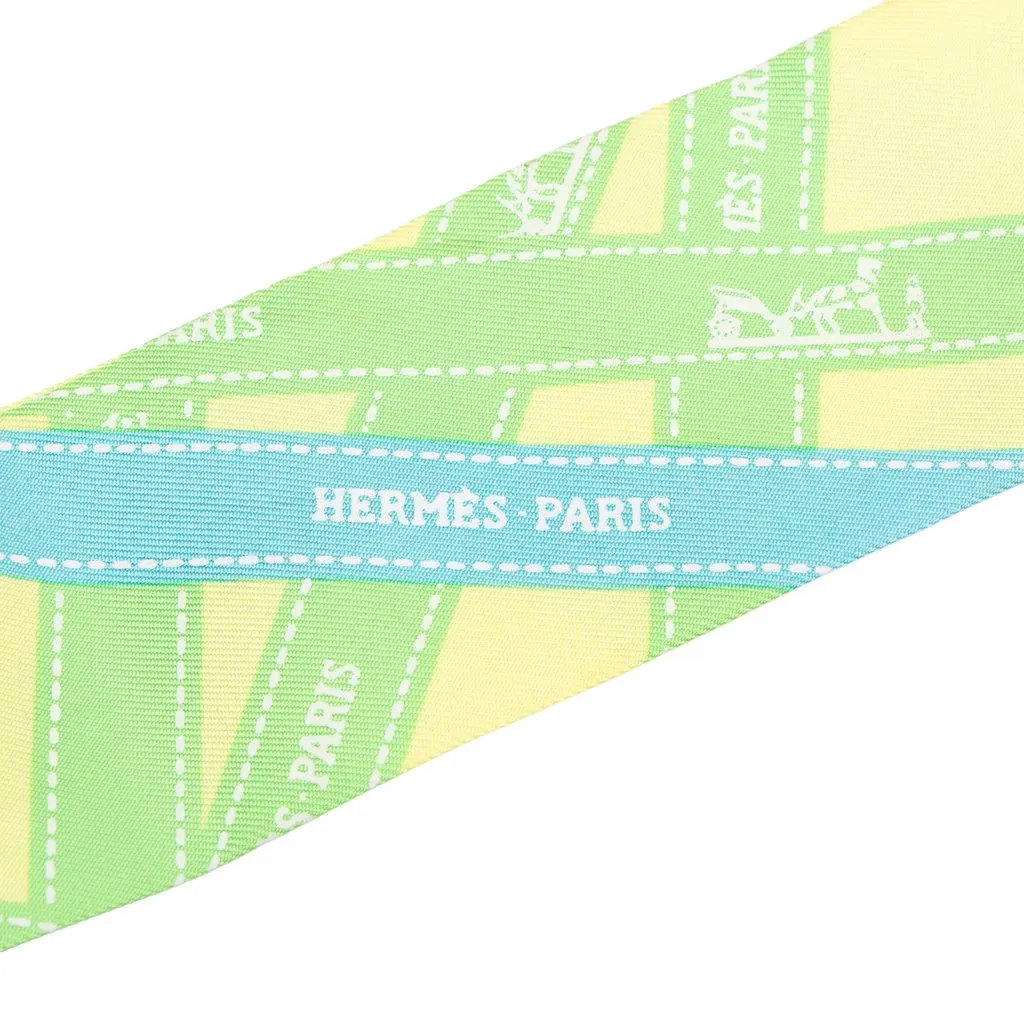 Hermès Bolduc Silk Twilly Scarf Yellow Silk Very good - Back View