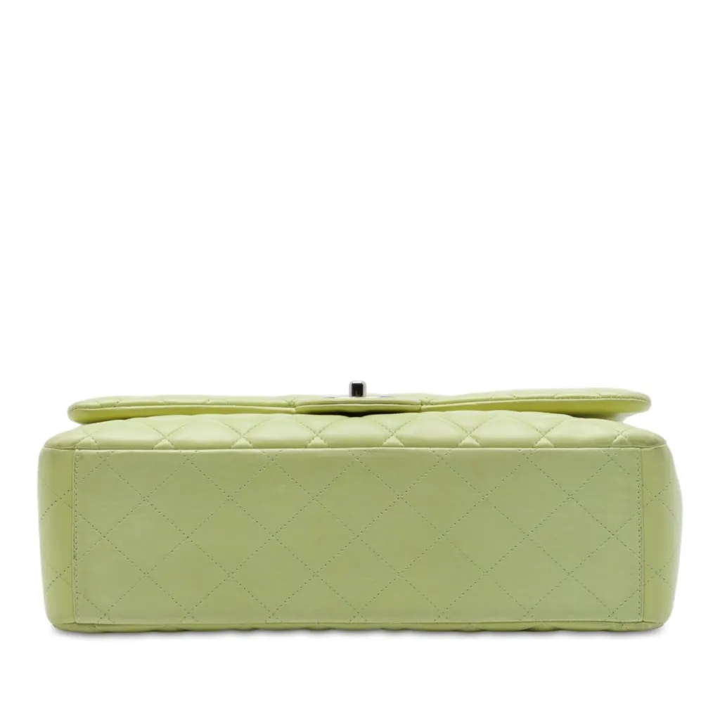 Chanel Maxi Classic Lambskin Double Flap Green Leather Very good - Inside View
