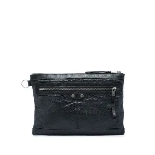 Balenciaga Lambskin Motocross Classic Clip Clutch M