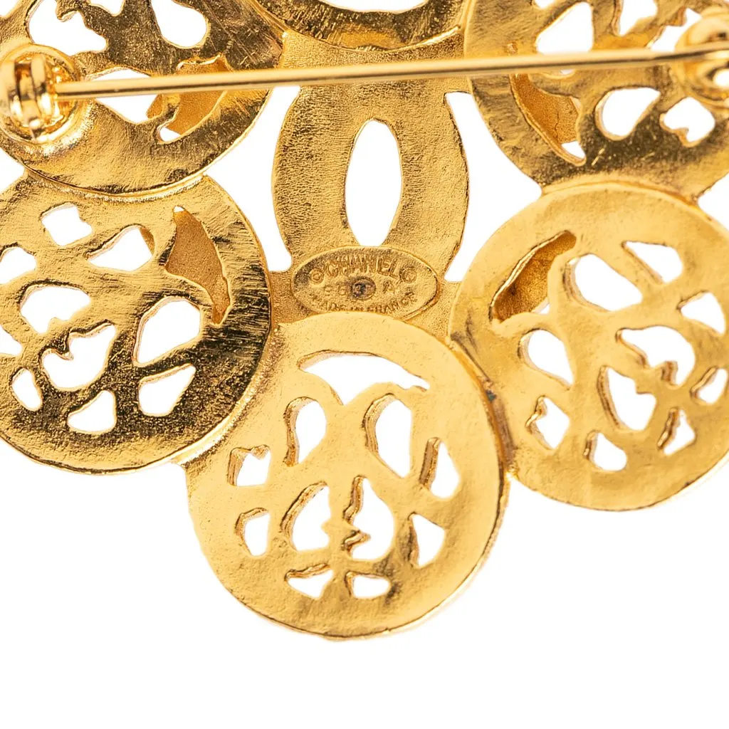Chanel CC Gold Plated Flower Brooch Gold Metal Very good - Inside View