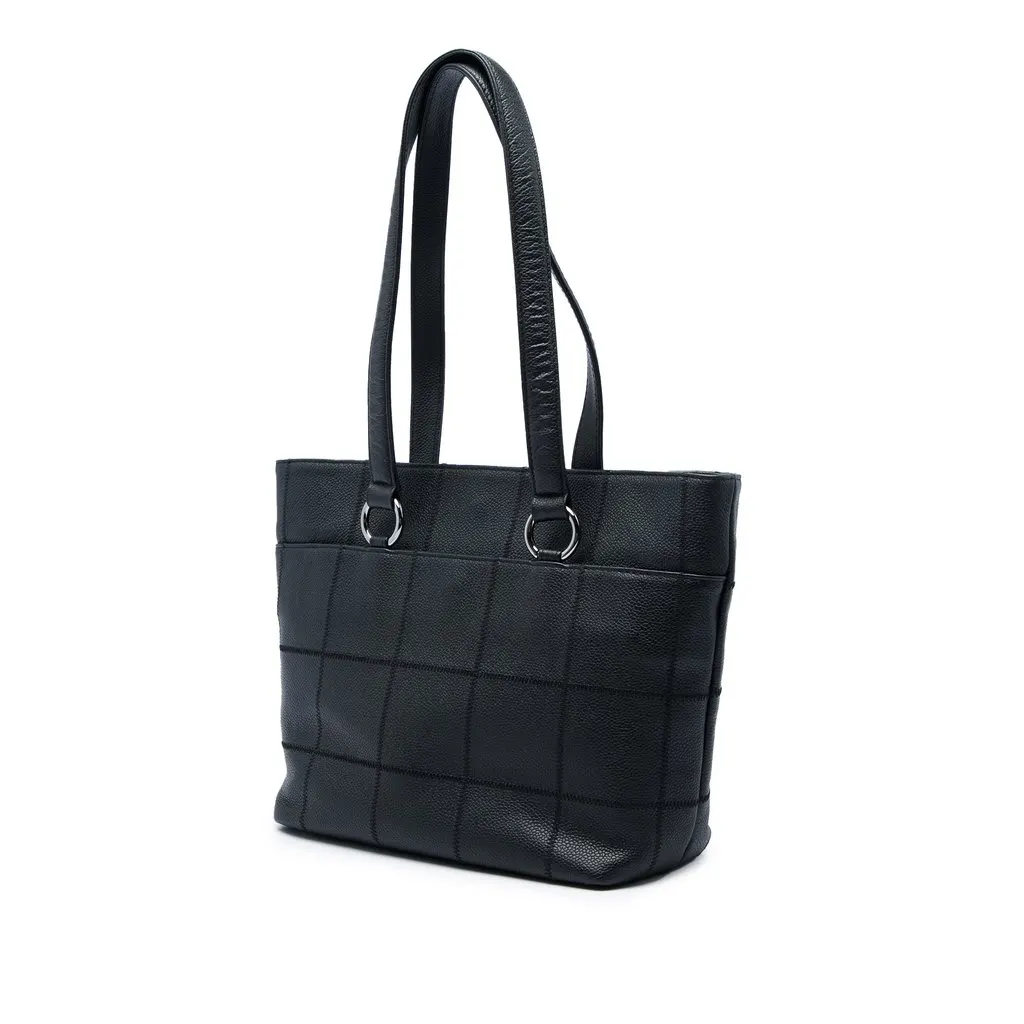 Chanel Caviar Chocolate Bar Tote Black Leather Very good - Back View