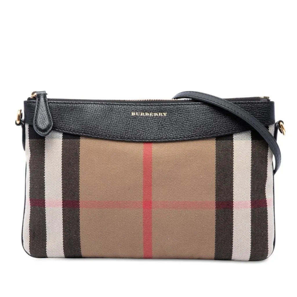 Burberry Mega Check Canvas Derby Peyton Crossbody Brown Very good - Front View