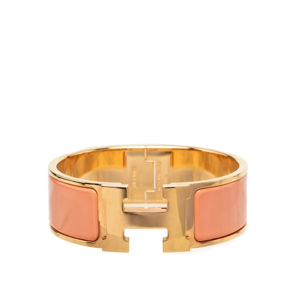 Hermès Wide Enamel Clic Clac H Bracelet PM Orange Enamel Very good - Front View