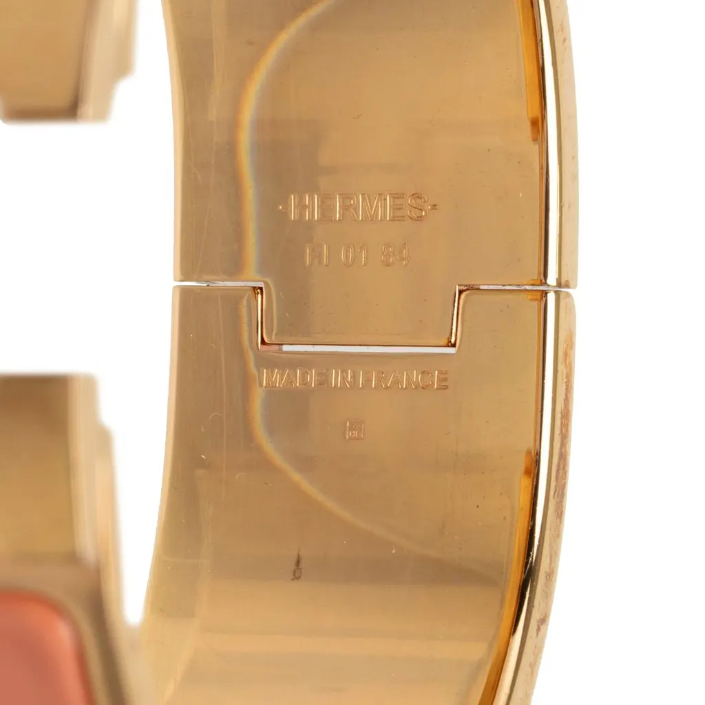 Hermès Wide Enamel Clic Clac H Bracelet PM Orange Enamel Very good - Model View