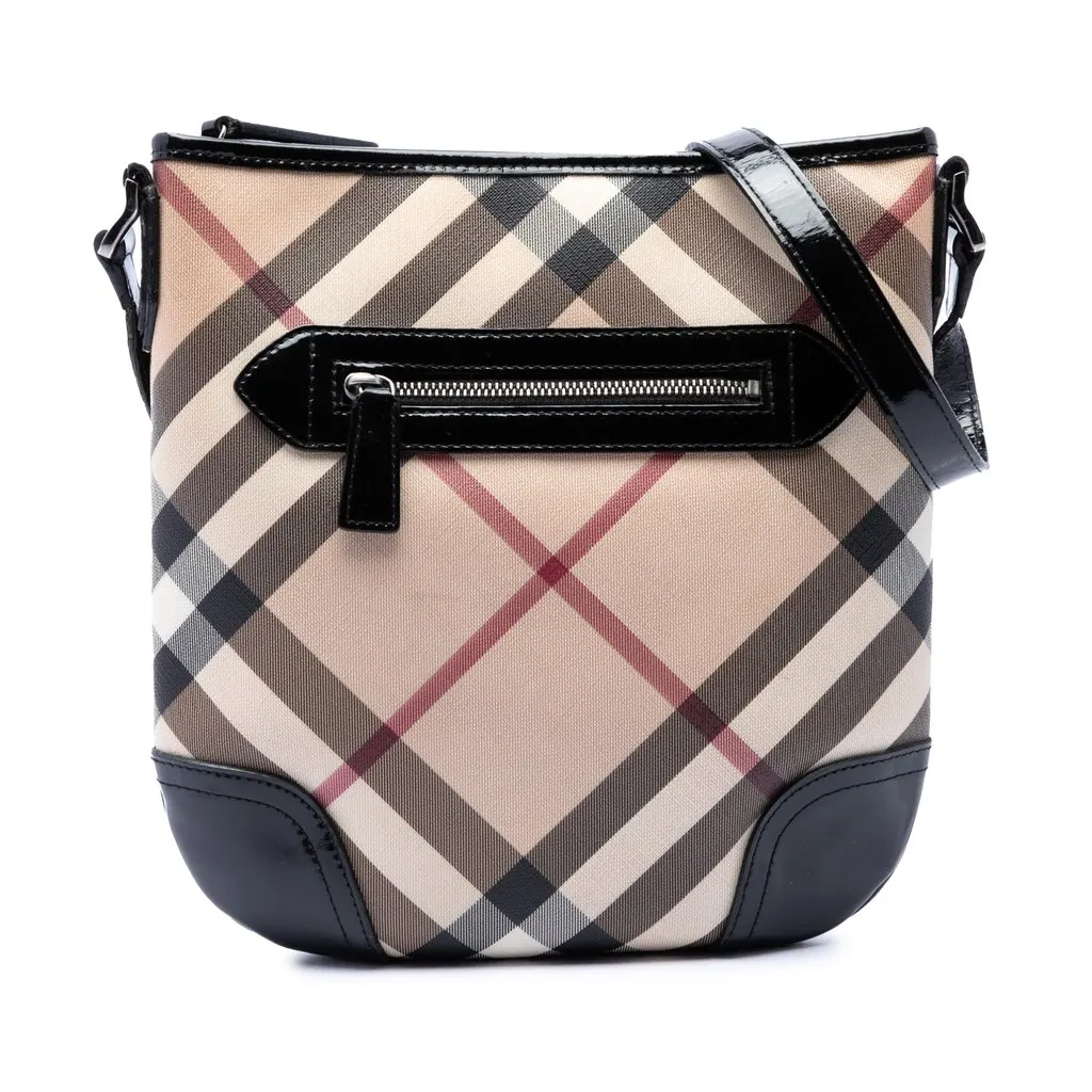 Burberry Supernova Check Coated Canvas Dryden Crossbody Beige Very good - Front View
