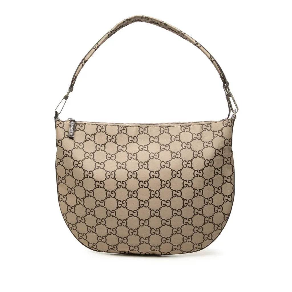 Gucci GG Canvas Shoulder Bag Beige Canvas Good - Front View