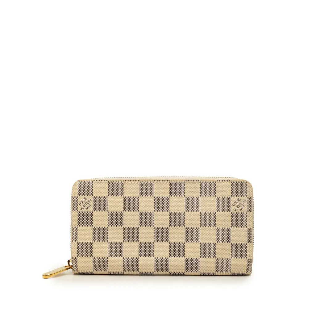 Louis Vuitton Damier Azur Zippy Long Wallet White Very good - Front View
