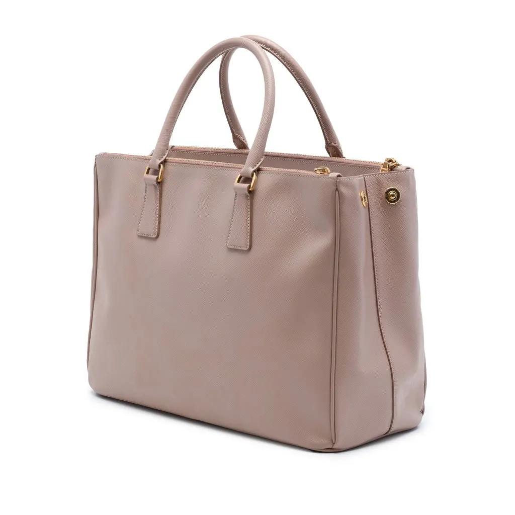 Prada Large Saffiano Lux Galleria Double Zip Tote Brown Leather Very good - Back View