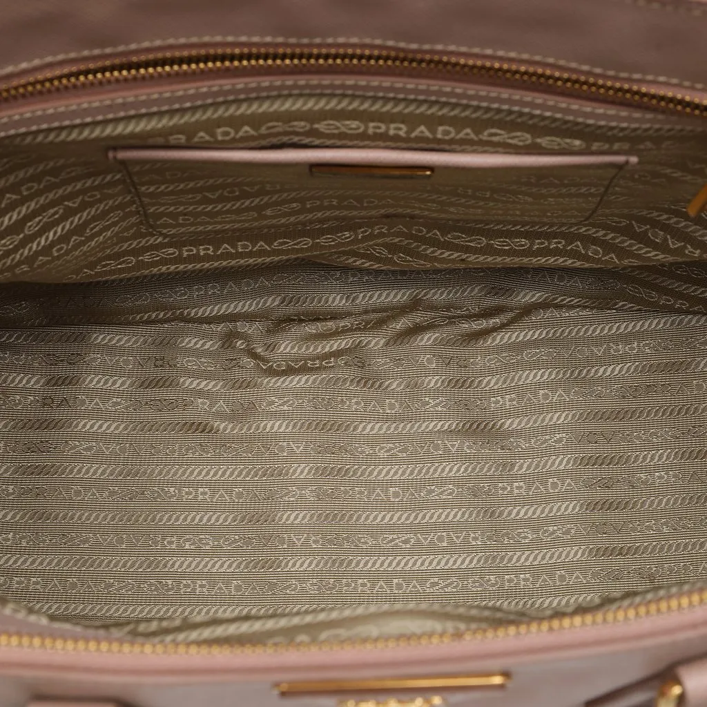 Prada Large Saffiano Lux Galleria Double Zip Tote Brown Leather Very good - Model View